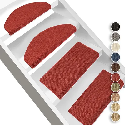 Produktbild von Sisal-Stufenmatte Pure Nature Halbrund rot 23,5 x 65 cm