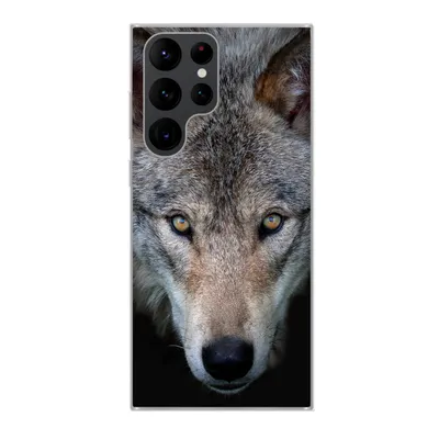 Produktbild von MuchoWow® Handyhülle Schutzhülle Hülle für Samsung Galaxy S22 Ultra Wolf - Porträt - Schwarz Silikon Softcase Handy Hülle - Abbildung