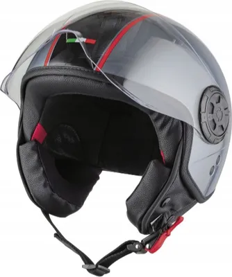 Produktbild von Crivit Jethelm Motorradhelm Rollerhelm Scooter Stoßfeste Außeenschale mit Visier Grau-Rot S