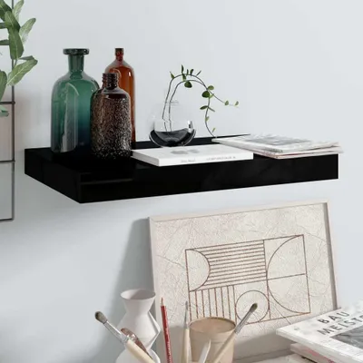 Produktbild von Maison Exclusive - Schweberegal Hochglanz-Schwarz 40x23x3,8 cm MDF