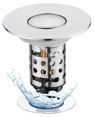 Image de Crépine de vidange pour lavabo avec bouchon, panier filtrant en acier inoxydable amovible, diamètre de 28 à 58 mm