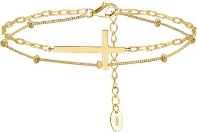 Produktbild von Solvira – 925 Silber Armband mit Kreuz & Doppelketten-Design – Vergoldet