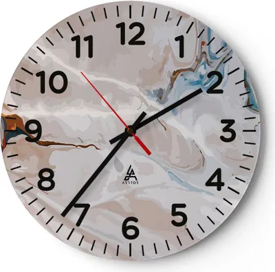 Produktbild von Wanduhr - Rund - Glasuhr - Abstraktion modern - 30x30cm - Schleichendes Uhrwerk - Lautlos - zum Aufhängen bereit - Dekoration Modern - Wanddekoration aus Glas - C4AR30x30-4050
