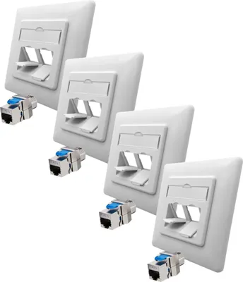 Produktbild von ARLI Set: 4x Cat8.1 Netzwerkdose 1 Port ( 4x Anschlussrahmen + 4x Keystone CAT8.1 ) - Cat8 Set