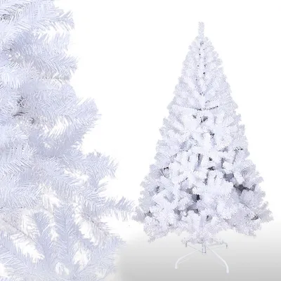 Image de EINFEBEN Arbre de Noël Flocage Arbre de Noël PVC 150cm Arbre sapin artificiel blanc