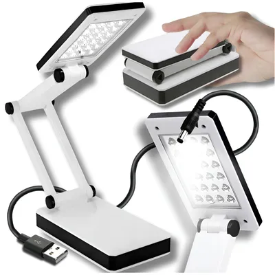 Zdjęcie produktu dla Lampka Na Biurko Składana Przenośna Szkolna Kreślarska Led Akumulator Biała