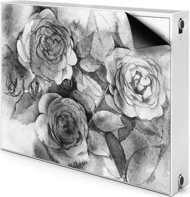 Produktbild von Magnet Radiator Magnet Mat Heizkörperverkleidung Heizkörper-Abdeckung Heizung 80x60 cm  - Schwarz und Weiß, Rosen