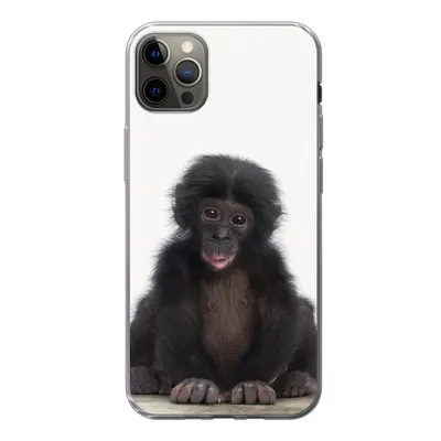 Produktbild von MuchoWow® Handyhülle Schutzhülle Hülle für iPhone 12 Pro Max Kind - Affe - Schimpanse - Babytiere - Jungen - Mädchen Silikon Softcase Handy Hülle - Hartschale