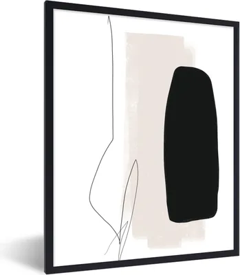 Produktbild von MuchoWow® Gerahmtes Poster Malerei - Linienkunst - Abstrakt 60x80 cm - Poster mit Schwarzem Bilderrahmen Wandposter Rahmen Foto Bilder - Premium - Wanddeko Wohnzimmer