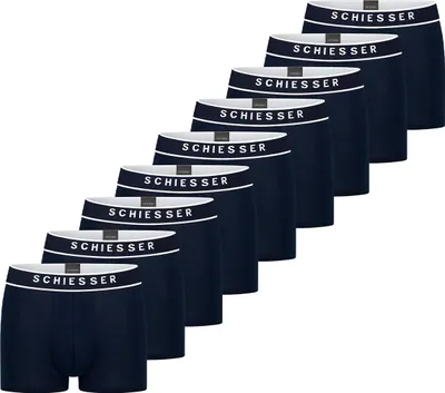 Produktbild von Schiesser 9er Pack 95/5 Organic Baumwolle Retro Short / Pant Körpernahe Shorts mit Webgummibund , Kontraststarke Logo-Prägung am Bund, Elastische Single-Jersey-Qualität