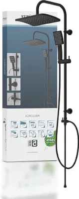 Produktbild von Famanu Duschset große Regendusche und Handdusche mit 3 Strahlarten - Matt Schwarz Duschsystem