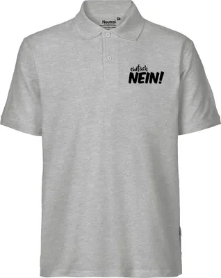 Produktbild von Huuraa Herren Polo Shirt Einfach Nein Schriftzug M Sport Grey Bio Baumwolle Fairtrade Poloshirt Geschenkidee