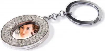 Produktbild von Erno Schlüsselanhänger Glamour Diamond oval mit Strasssteinchen Foto 2,5 x 2 cm