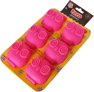 Produktbild von Silikonform, Eulen 6 Stück, 25,5X17X3Cm, Rosa
