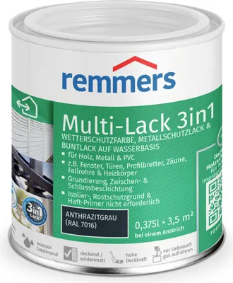 Produktbild von Remmers Multi-Lack 3in1 anthrazitgrau (RAL 7016) 0,375 l, Lackfarbe