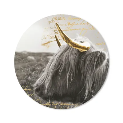 Produktbild von MuchoWow® Mauspad Mousepad Schottischer Highlander - Gold - Zitat 40x40 cm - Mousepads - Maus Mat - Pad - Mausunterlage - Schreibtisch Accessoires