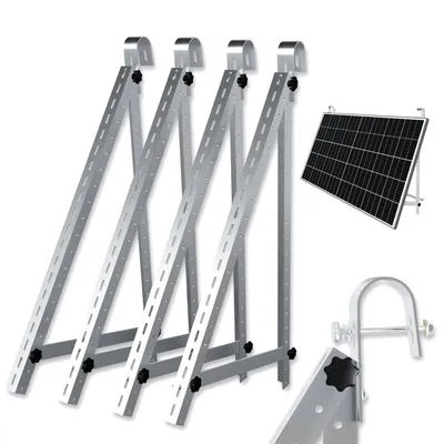 Immagine prodotto di Supporto per impianto fotovoltaico da balcone Supporto solare 114 cm per ringhiera Balcone Supporto per modulo solare 45 pollici Modulo fotovoltaico regolabile Angolo 0-90 gradi