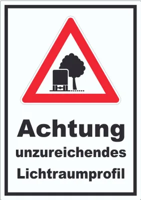 Produktbild von Aufkleber Achtung unzureichendes Lichtraumprofil A9 (37x52mm)