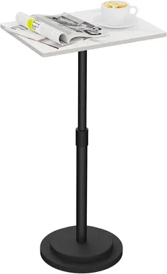 Obrázek produktu pro Malý přenosný stolek s nastavitelnou výškou od 45 do 78 cm, kovový, bílý