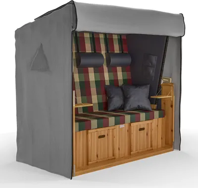 Produktbild von SANZARO Strandkorb Schutzhülle winterfest 155 cm passend für 150 breit – RipStop-Technologie mit 600D Oxford Stoff, Reißfest und UV Beständig, grau
