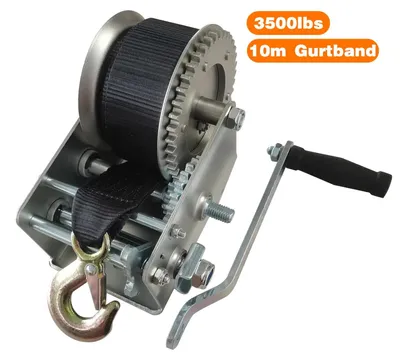 Produktbild von Bootswinde für Anhänger - AP02 Handwinde - Zugkraft 1.588 kg - 10 m Gurt - Mit Haken