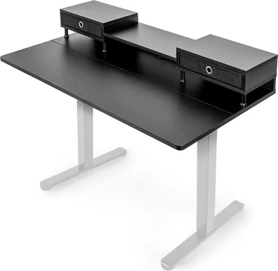Produktbild von Duronic DD1 BK Schreibtisch | Schreibtischplatte mit Schubladen | Tischplatte 120 x 60 x 1,9 cm | Schreibtisch mit Monitorerhöhung | Ideal für höhenverstellbare Workstation | Sitz-Steh-Schreibtisch