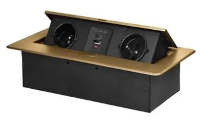 Immagine prodotto di ORNO OR-GM-9034/C blocco interruttore da incasso, 2x 230V, 2x USB (tipo A+C; 3,6A), colore oro