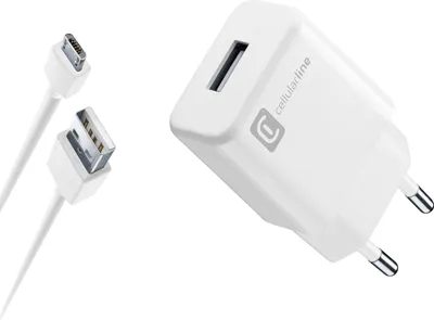 Produktbild von USB Charger Kit 2A mit Micro-USB Kabel 1m White