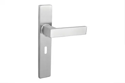 Image de Poignée de porte Lavuzo Imperio en acier inoxydable avec plaque rectangulaire SL56 - Par kit