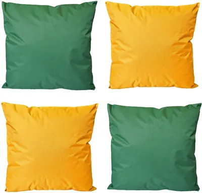 Produktbild von JACK 4x Outdoor Lounge Kissen 45x45cm viele Farben Dekokissen inkl. Füllung Wasserfest Sitzkissen Garten Stuhl, Farbe:2x Dunkelgrün - 2x Gold