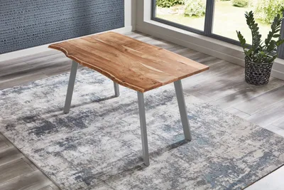 Produktbild von Esstisch Baumkante massiv Akazie Natur 200 x 100 silber Laxmi