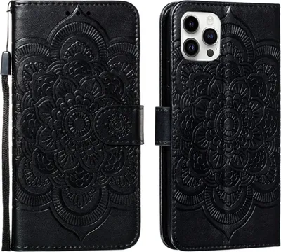 Produktbild von König Design Hülle kompatibel mit Kunstleder Handyhülle - Handy Case Schwarz