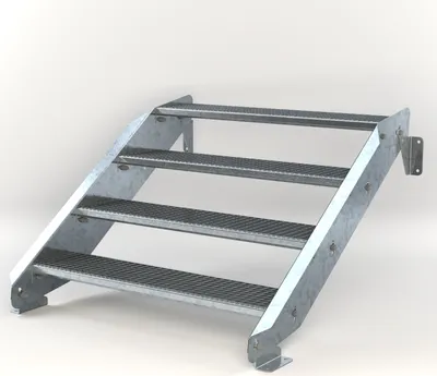 Produktbild von Stahltreppe 4 Stufen bis Höhe 84 cm, Laufbreite : 110 cm kein Geländer ST 1 (31 / 31 mm)