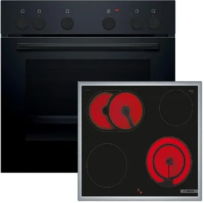 Bosch Einbau-Herd-Set HND211GR3, HEF010BA1 + HEZ438201 + NKN645GA2E, Einbau-Herd, Elektro-Kochfeld, Frontansicht