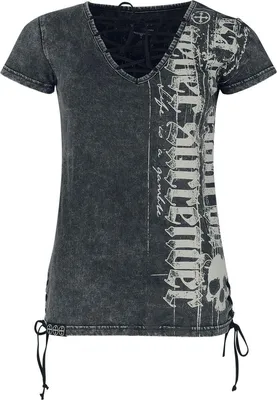 Produktbild von Rock Rebel by EMP Damen graues T-Shirt mit V-Ausschnitt XL