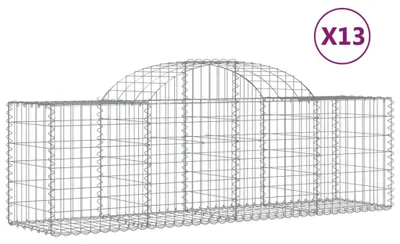 Obrázek produktu pro vidaXL Gabiony s vysokým obloukem 13 ks 200x50x60/80 cm Pozinkované železo
