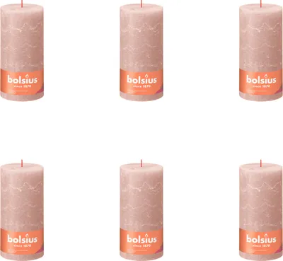 Immagine prodotto di Bolsius - Candela a colonna rustica - 200/100 - 1 pezzo per confezione - Rosa nebbioso - Confezione risparmio - 6 pezzi