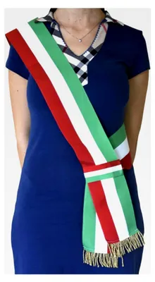 Produktbild von Trikolore Bürgermeister-Stirnband mit Schiebeknoten, Italienische Flagge - 100 mm x 2,25 m, Polyester Nylon, Dreifarbig, 2,5 m