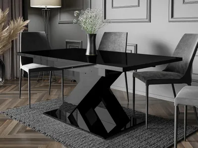 Produktbild von Esstisch BRONX, Stilvoll Ausziehbar Esszimmertisch, Design Tisch, Esszimmer (Schwarz Hochglanz)