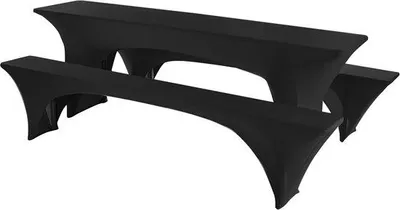 Productafbeelding van Outdoor tafelstoelafdekking 3 stuks (220 x 70 cm, zwart)