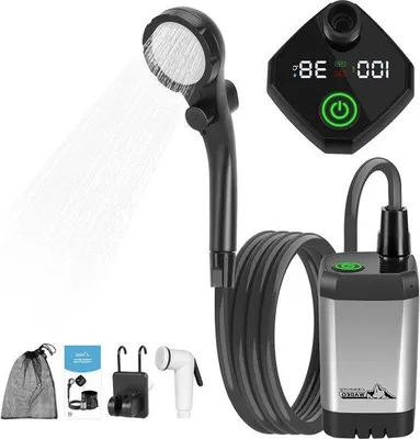 Immagine prodotto di Doccia da campeggio portatile con pompa, 4500 mAh, grigio argento, portatile