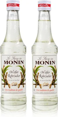 Produktbild von 2x Monin Weißer Rohrzucker Sirup, 250 ml Flasche - für Cocktails, zum Kaffee od