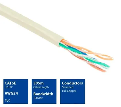 Imagen del producto de Cable ACT, 305 metros, UTP, categoría Cat5e, color beige