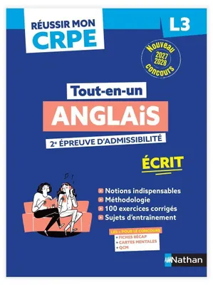 Immagine prodotto di Superare l'esame CRPE di inglese, seconda prova di ammissione, livello L3, sessione scritta del 2027: prova scritta
