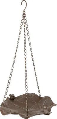 Obrázok produktu pre Vtáčia vaňa Moritz na zavesenie 35 x 58 x 31 cm kovová hnedá s reťazou Vtáčia vaňa do záhrady Vtáčia vaňa starožitný dizajn
