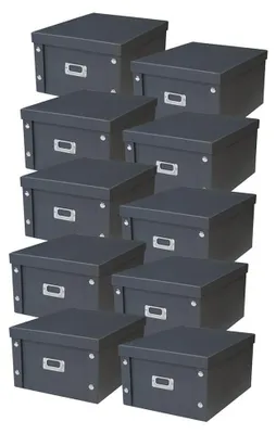 Produktbild von Solidchoice – Set aus 10 Aufbewahrungsboxen mit Deckel – Karton – 28 x 35 x 18 cm
