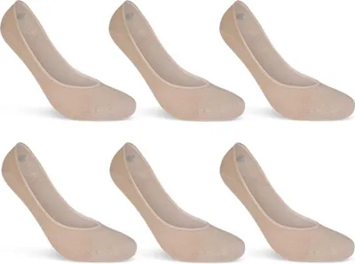 Produktbild von 6 Paar "Low Cut" Ballerina Socken Baumwolle Sneaker Socken Schwarz Weiß Beige 39960 - Beige 35-38