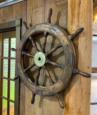 Produktbild von Schiffssteuerrad Ruder Steuerrad Schiff Holz Messing Maritim Nostalgie 32 cm