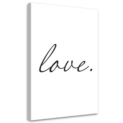 Produktbild von Leinwandbild Aufschrift: Liebe 40x60 Feeby Schwarz-Weiß bild für die wand bereit zum aufhängen