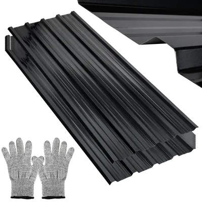 Produktbild von Hengda 129x46cm Trapezblech 12er-Set Anthrazit Dachplatten für Gerätehaus Carport, Profiblech Wandblech Dachblech (für 7m²)
